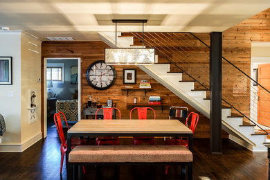 Example of a transitional dining room design in Austin