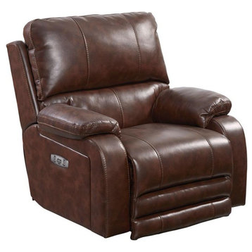 Kealyn Power Lay Flat Recliner with Power Headrest in Brown Faux Leather
