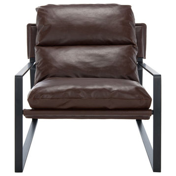 Safavieh Popham Pillow Top Accent Chair, Dark Brown/Black