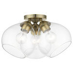 Livex Lighting - Catania 3 Light Antique Brass Semi-Flush - The Catania three light semi flush suspends simply and will adapt well in the hallway, bathroom, kitchen, small bedroom or by an entrance tastefully elevating your style. It is shown in an antique brass finish with clear glass.