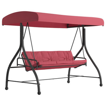 Flash 3-Seater Patio Swing/Bed in Maroon - TLH-007-MRN-GG