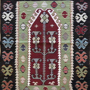 Oriental Kilim Wool Area Rug, 5x3 Black Green Bedroom Outdoor Patio Tribal Moroc