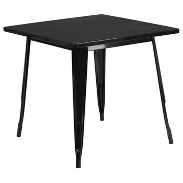 31.5'' Square Black Metal Indoor-Outdoor Table