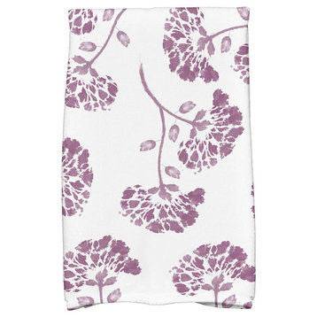 18"x30" April Floral Print Kitchen Towel, Purple