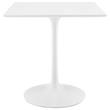 Lippa Square Wood Top Dining Table, White, 28"