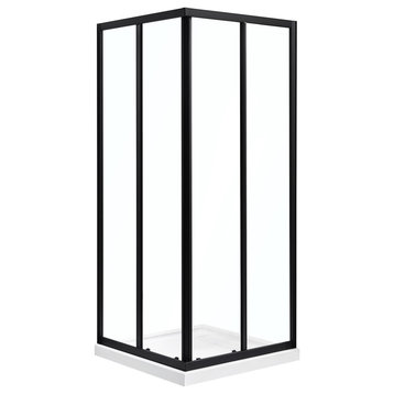 Ove Decors Marissa 34 in. Tempered Shower Glass Panels in Black