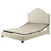 Camelback Upholstered Bed in Creme Linen (Queen: 85.25 in. L x 64 in. W x 58 in.
