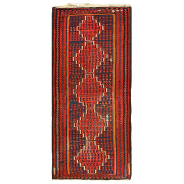 Vintage Red Persian Flat weave Shiraz rug 3'8'' X 8'3''