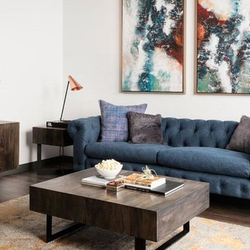 Moe's Home Collection Canal Sofa in Velvet Blue