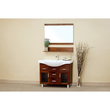 39.8 in Single sink vanity-wood-walnut-4 drawers