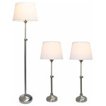 Elegant Designs - Brushed Nickel Adjustable 3-Pack Lamp Set, 2 Table Lamps, 1 Floor Lamp - Elegant Designs Brushed Nickel Adjustable 3 Pack Lamp Set, 2 Table Lamps, 1 Floor Lamp.