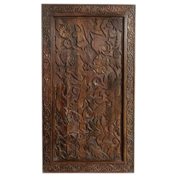 Consigned Natural Wood Doors, Kalpavriksha, Sliding Barn Door, Carved Door