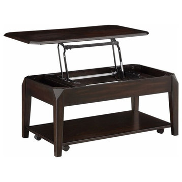 Benzara BM163899 Sturdy Rectangular Lift Top Coffee Table,Brown