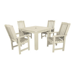 Highwood USA - Lehigh 5-Piece Square Dining Set, Whitewash - Outdoor Dining Sets