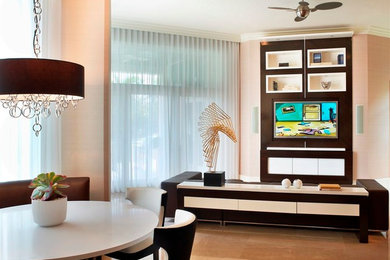 Trendy living room photo in New York