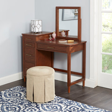 Emmeline Upholstered Backless Vanity Stool, Camel
