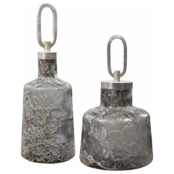 17.5 inch Bottle (Set of 2) - 6.25 inches wide by 6.25 inches deep - Decor