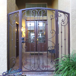 Fouet Wrought Iron Courtyard Entry Gate - Front Doors