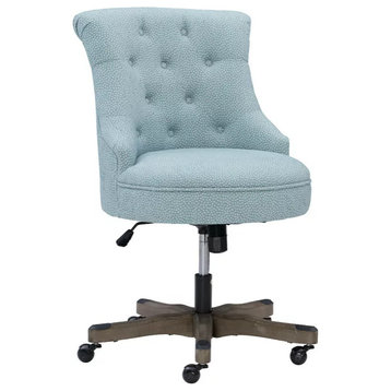Classic Office Chair, Swivel Design & Diamond Button Tufted Back, Light Blue