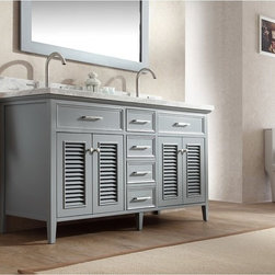 73 inch Cottage Double Sink Bathroom Vanity Set in Grey Finish - Bathroom Vanities And Sink Consoles