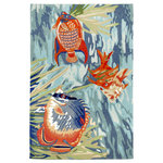 Liora Manne - Ravella Tropical Fish Indoor/Outdoor Rug, Ocean, 8'3"x11'6" - This hand-hooked area rug transports you underwater to a snapshot of tropical fish in their natural habitat. Bright sea life and warm ocean water brings this scene to life and will make a colorful impact on any indoor or outdoor space. Made in China from a polyester acrylic blend, the Ravella Collection is hand tufted to create vibrant multi-toned detailed designs with tight textural loops and a high quality finish. The material is flatwoven, weather resistant and treated for added fade resistance, making this area rug perfect for indoor or outdoor placement. This soft, durable area rug is ideal for your patio, sunroom or those high traffic areas such as your kitchen, living room, entryway or dining room. Intricately shaded yarns bring to life the nature inspired designs of this collection that will beautifully accent your home. Limiting exposure to rain, moisture and direct sun will prolong rug life.