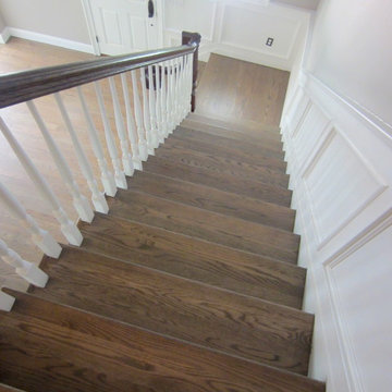 NISSEQUOGUE: 2 1/4" RED OAK W/ CUSTOM GREY BLEND STAIN + BONA TRAFFIC HD SATIN
