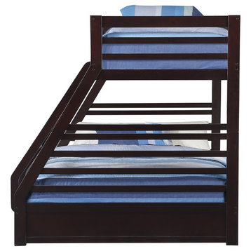 Jason Twin-Over-Queen Bunk Bed With Drawers, Espresso