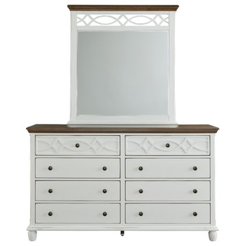 Granada Dresser and Mirror, Oak Brown & Vanilla White