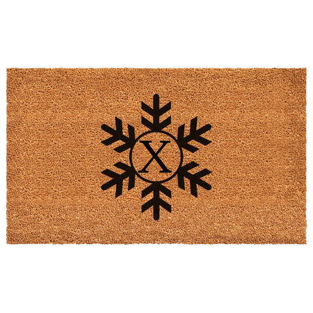 Calloway Mills Snowflake Monogram Doormat, 36"x72", Letter X