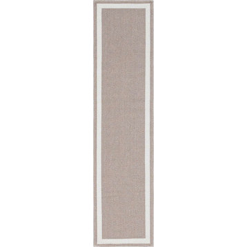 Unique Loom Taupe/Ivory Border Decatur Area Rug, Taupe/Ivory, 2'2x7'4, Runner