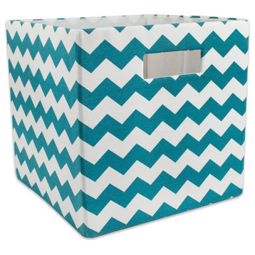 Polyester Cube Chevron Teal Square 13"x13"x13"