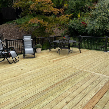 Large pressure treated wood deck