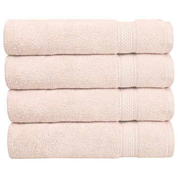 A1HC Bath Sheet Set, 100% Ring Spun Cotton, Ultra Soft, Quick Dry, Peach Blush, 4 Piece Bath Sheet (35x70)