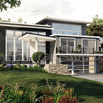 Modern Flat Roof with Landscaping Exterior House Concept, London – UK