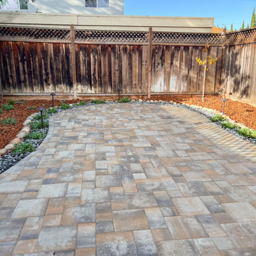 3D Design and Install of Pavers with Outdoor Lighting, Mulch, Shrubs, Rocks