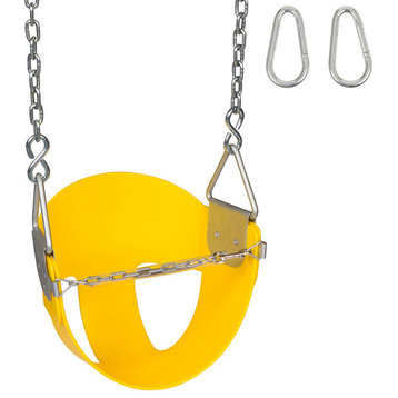 High-Back Half-Bucket Swing Seat With Chains and Hooks, Yellow