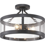 Progress Lighting - Gresham Collection Three-Light Semi-Flush Convertible - A display of substantial style in a three-light semi flush convertible, Gresham Collection's frame was inspired by the elegance of traditional iron structures. Specific attention to forging details creates a distinctive collection for Transitional and Farmhouse interior spaces. Seeded glass shades and a Graphite finish pair together to complete the look.