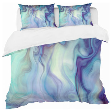 Marbled Colours of Turquoise and Purple Modern Bedding, Twin