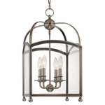 Hudson Valley Lighting - Millbrook, 12-inch Cube Pendant, Polished Nickel Finish, Clear Glass Shade - Metal arches and ultra-clear glass panes draw inspiration from the distinct architecture of England's venerable universities. Millbrook's handsome historic design brings to mind the wingback chairs, wood panel walls, and leather-bound volumes of a sumptuous library.