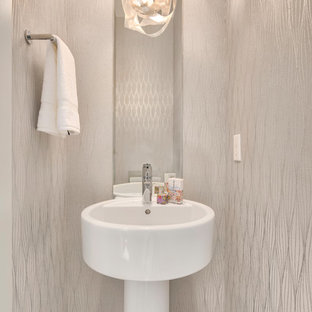 75 Beautiful Contemporary Powder Room With A Pedestal Sink Pictures ...