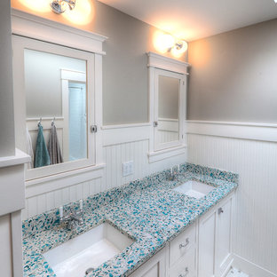 Maritime Badezimmer mit Terrazzo-Waschbecken/Waschtisch Ideen, Design