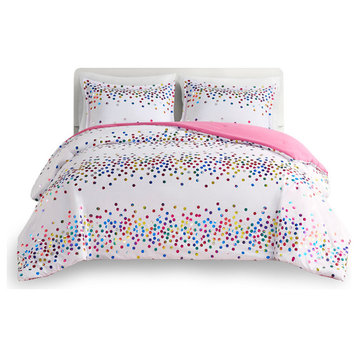 Intelligent Design Janie Rainbow Iridescent Metallic Dot Comforter Set
