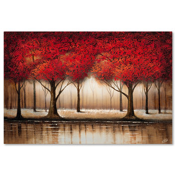 'Parade of Red Trees' Canvas Art by Rio
