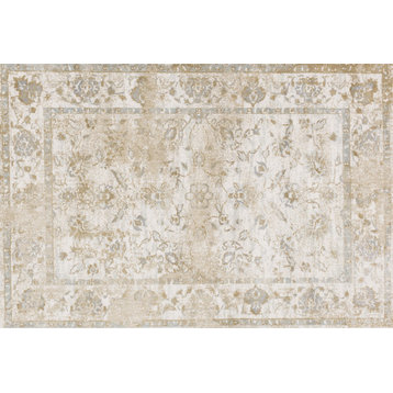 Microfiber Polyester Torrance Rug by Loloi, Ivory and Ivory, 7'10"x10'10"