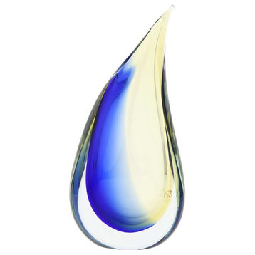 GlassOfVenice Murano Glass Sommerso Wave Vase - Amber Blue