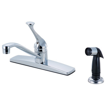 Single Handle Kitchen Faucet With Spray, Chrome, With Spray