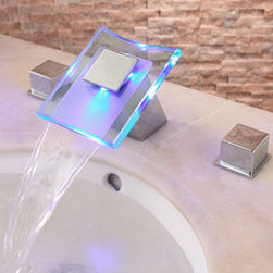 Contemporary LED Two Handles Hydroelectric Waterfall Sink Tap T0827F - Products