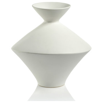 Boras 13.75" Tall White Stoneware Vase
