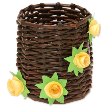 Novica Handmade Floral Glory Recycled Paper Mini Basket