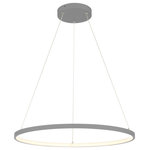 Access Lighting - Anello Dual Voltage 23.5" LED Pendant, Gray - Experience 360 degrees of light in an awe-inspiring contemporary style with this sophisticated, circular LED pendant chandelier. Hang it over your dining table or kitchen island, dimming or raising the brightness to create an ambient or energetic setting that matches the mood.